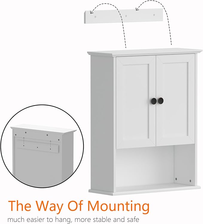 White Medicine Cabinet, 24x30 Inch Bathroom Cabinet Storage with 2 Doors and Adjustable Shelves,Over The Toilet Storage Cabinet, Above Toilet Storage Cabinet for Small Spaces