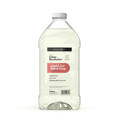 Clean Revolution Liquid Gel Hand Soap, Silky Rich Liquid, Quick Lather, Fast Rinsing, Contains Real Essential Oils (Geranium Mint) 64 Fl Oz