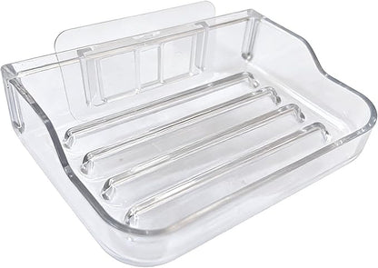 Soap Bar Holder for Shower Wall Mounted, Soap Dish Container Saver Strong Adhesive No Drilling for Bathroom Kitchen Sink, Clear