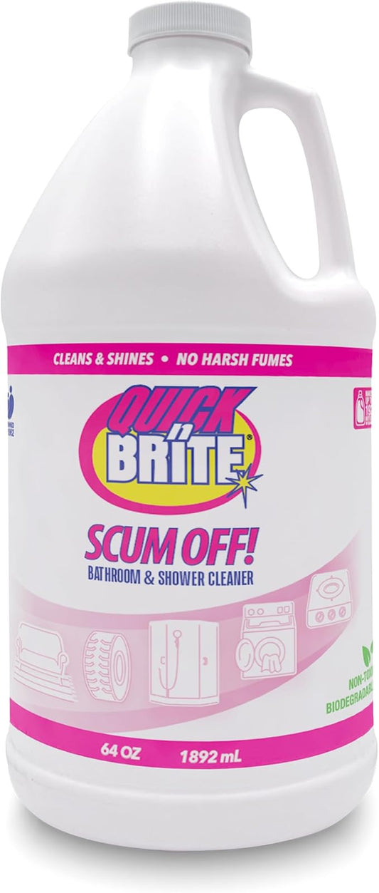 Quick 'n Brite Scum Off Shower Cleaner - No Scrub, No Harsh Chemical Daily Shower Cleaner, Multi-Surface All-Purpose Cleaner 64 Oz (Packaging May Vary)