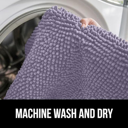 GORILLA GRIP Bath Rug Mat 30x20, Soft Absorbent Chenille, Quick Dry Microfiber Mats, Rubber Backing Washable Shower Floor Rugs, Bathmat Runner, US Designed Bathroom Decor Accessories Light Purple