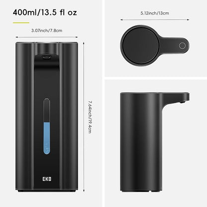 EKO Aroma Pro 13.5 fl oz Touchless Automatic Liquid Soap Dispenser, Rechargeable Hand & Dish Soap Dispenser for Bathroom and Kitchen, Waterproof, Adjustable Volume Control (Matte Black)