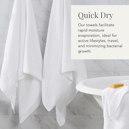 NY Loft 100% Cotton 2 Pack Bath Sheet Towel Set | Absorbent Quick-Dry Oversize Bath Towels | Textured and Durable Cotton | Bright White