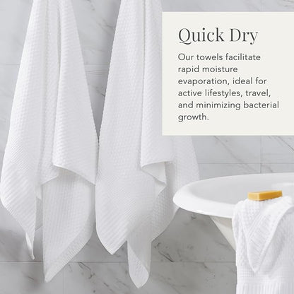 NY Loft 100% Cotton Hand Towel 6 Pack | Super Soft & Absorbent Quick-Dry Hand Towels 16" x 28" |Textured and Durable Cotton | Trinity Collection (6 Pack Hand Towel, Bright White)