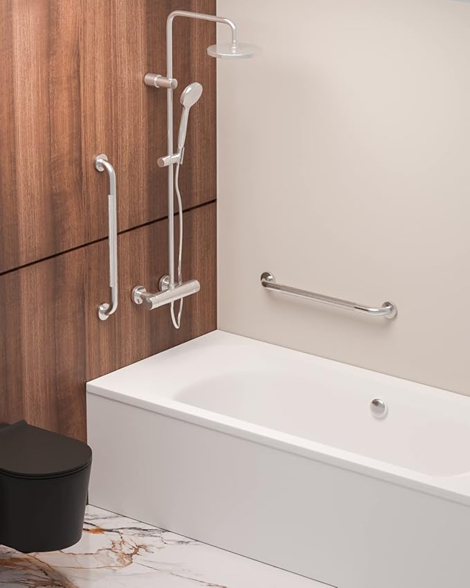 24 Inch Anti Slip Shower Grab Bar, Munzong Stainless Steel Bathroom Grab Bar, Satin Brushed Nickel Knurled Bathroom Balance Bar,Safety Hand Rail Support Handicap Elderly Senior Assist Bath Handle