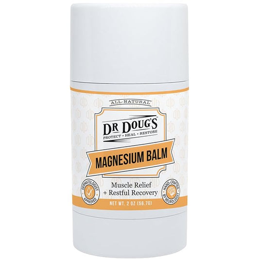 Dr. Doug's Magnesium Balm for Muscle & Nerve Relief – 2 oz Twist-Up Stick | Organic Peppermint & Lavender Scent | Topical Magnesium Cream for Legs, Arms & Chest | Non-Greasy, Organic & All-Natural
