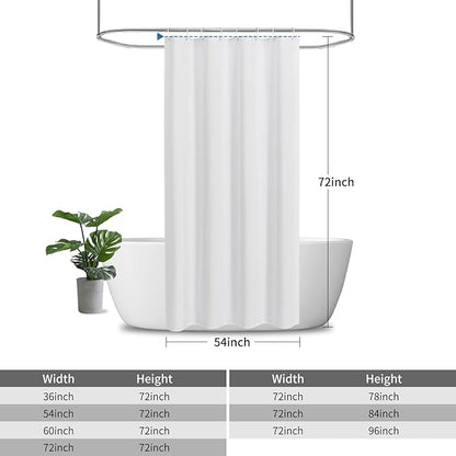 2-in-1 stall Fabric Shower Curtain or Liner,Breathable TPU & Washable,54 Inch Narrow Linen Textured Bathroom Shower Curtain Set with 8 Plastic Hooks,Modern,54"x72",White