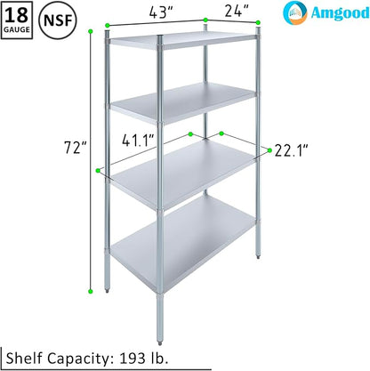 AmGood 4 Tier Galvanized Steel Dry Storage Unit. 24 in. x 43 in. x 72 in.