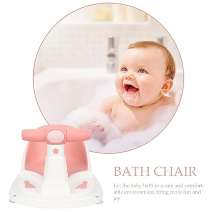 Bath Seat with Suction Cups for Stability Non-Slip Shower Chair Comfortable Sit-up Support Bathtub Seat for Newborns and Boy Girl Bathing Essential in Pink