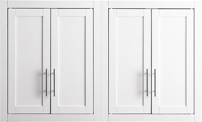 Crosley Furniture Savannah 2-Piece Wall Storage Cabinet, Cabinets for Laundry, Bathroom, Kitchen, White