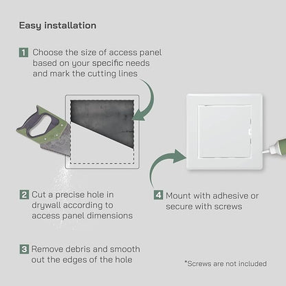 Vent Systems 4'' x 4'' Inch White Metal Access Panel - Easy Access Doors - Access Panel for Drywall, Wall, Electrical and Plumbing Service Door