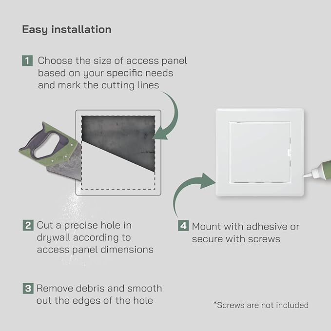 Vent Systems 4'' x 4'' Inch White - Pack of 2 - Metal Access Panel - Easy Access Doors - Access Panel for Drywall, Wall, Electrical and Plumbing Service Door