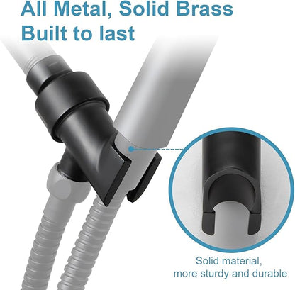 OFFO Shower Head Holder All Metal for Handheld Shower Head, Adjustable Shower Arm Mount with Solid Brass Pivot Ball, 1/2 in IPS Female Inlet and Male Outlet, Matte Black