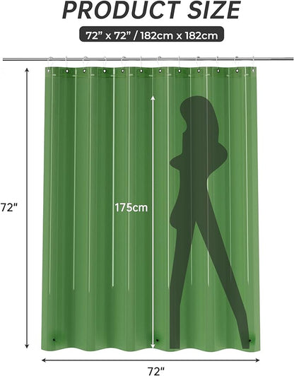 AmazerBath Shower Curtain Liner, 72x72 Transparent Pine Green Shower Liner, Lightweight Plastic Shower Curtain Liners, Waterproof Shower Liner for Bathroom with 3 Magnets and 12 Grommet Holes