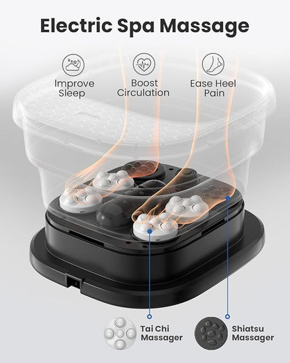 Puboo Collapsible Foot Spa Bath Massager with Heat, 95-115°F Precise Temp Control, Motorized Massage Rollers, Heated Foot Bath Soak Tub, Fits US Men’s Size 11, Gift for Christmas, New Year