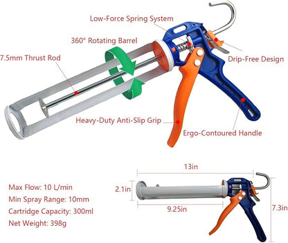 Caulking Gun Kit with Caulking Gun,Sealant Removal Tools, Sealant Finishing Tool,Grout Scraper & Utility Knife -5-in-1 Professional Sealant Repair Set for Tiles, Bathrooms, and DIY Projects