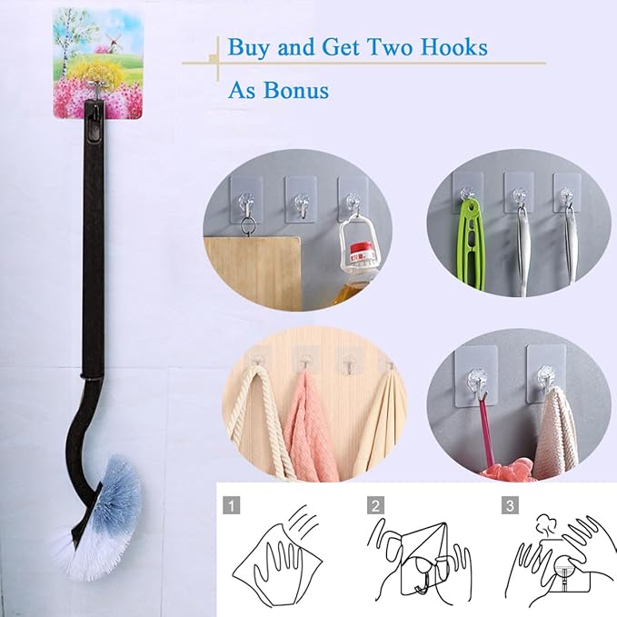 2 Pack Curved Toilet Bowl Brush Without Holder for Bathroom, Compact Toilet Brush Durable Under The Rim Household Deep Cleaning Brushes (Black Toilet Brush Without Holder)