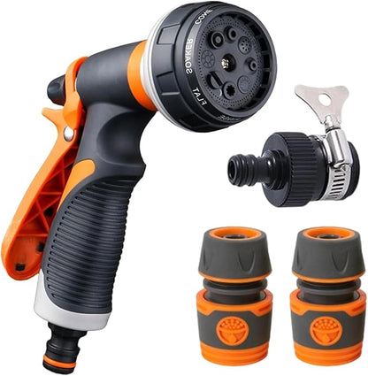 Hose Sprayer Nozzle - Spray Nozzles for Garden Hose, 8 Adjustable Spray Patterns High Pressure Irrigation Attachment Head for Car Wash Showering Pets Outdoor Fun Lawns and Watering Plants