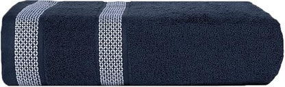 CASA COPENHAGEN Solitaire Mix 6 Pieces Towel Set- Navy Blue + Grey Violet, 600 GSM 2Bath Towel 2Hand Towel 2Washcloth, Designed in Denmark Made of Soft Egyptian Cotton for Bathroom, Kitchen & Shower