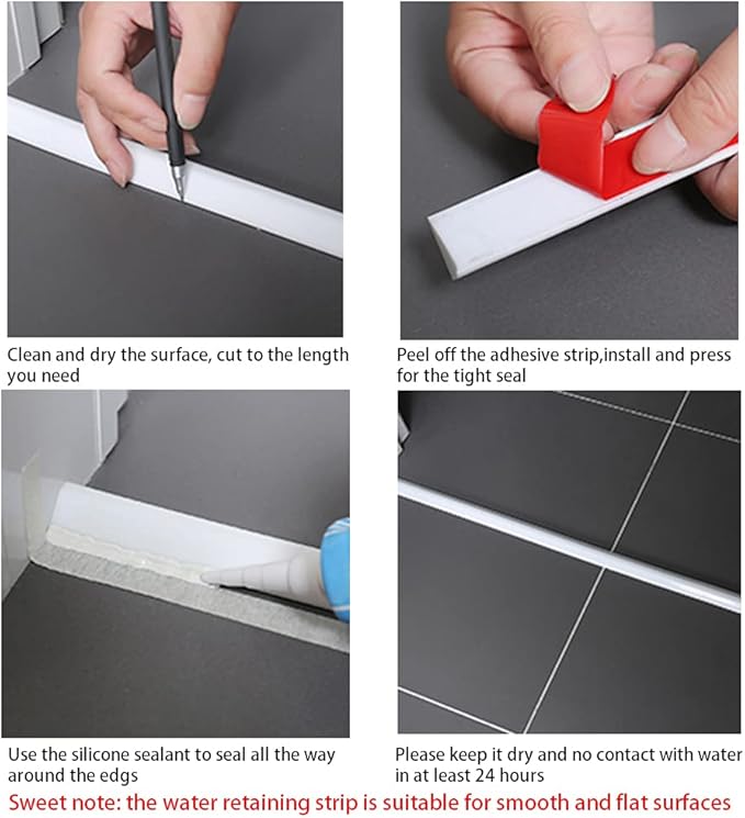 118"Shower Threshold Water Dam Barrier,Shower Dam Water Stopper for Frameless Shower Door Bottom,Silicone Sink Splash Guard for Kitchen Bathroom,Corner Shower Water Guard for Bathtub,Transparent