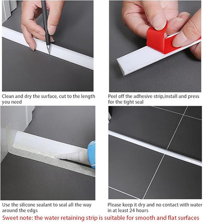 118"Shower Threshold Water Dam Barrier,Shower Dam Water Stopper for Frameless Shower Door Bottom,Silicone Sink Splash Guard for Kitchen Bathroom,Corner Shower Water Guard for Bathtub,Transparent