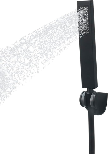 Matte Black High Pressure Handheld Shower Head with Extra Long Hose and Adjustable Shower Holder – Stainless Steel Hand Held Shower Wand for Bathroom, RV, Pet Bathing & Dog Washing