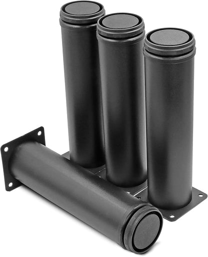 8 Inch Metal Furniture Legs Stainless Steel Adjustable Legs Black Metal Legs Round Cabinet Legs for Coffee Table Cabinet Desk Sofa Shelves, Pack of 4