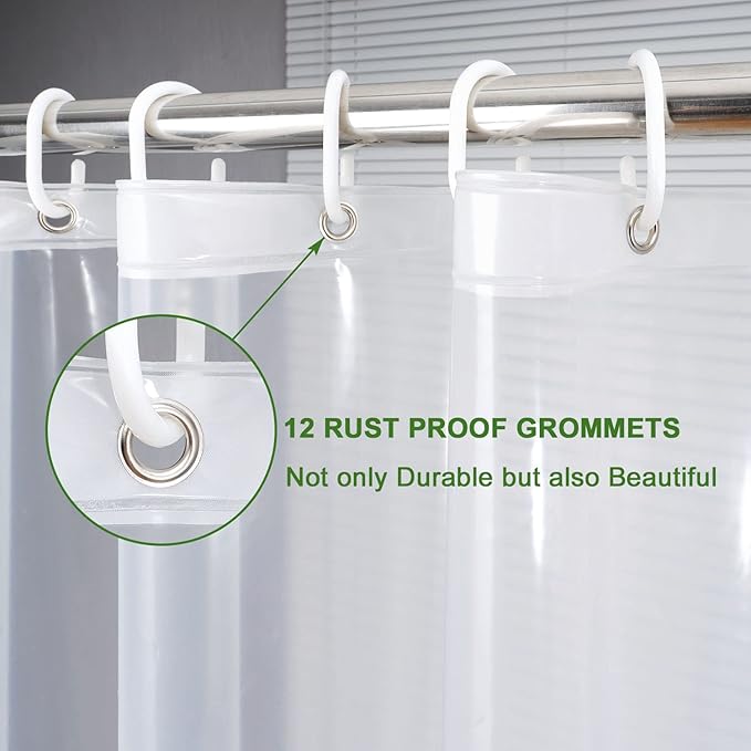 AooHome Eva Clear 54x72 Inches Shower Curtain Liner, See Through Clear 8G Bathroom Shower Curtain, Narrow Shower Liner, Heavy Duty, Water Repellent, Rust Proof Grommets