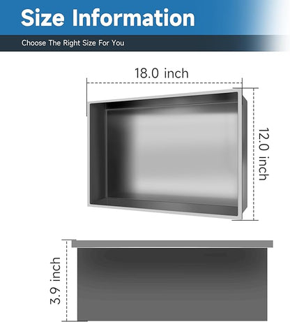 18" X 12" Shower Niche Insert Tile Ready, Niche for Shower Wall, Stainless Steel Recessed Shelf No Tile Needed for Bathroom Storage, Brushed Nickel