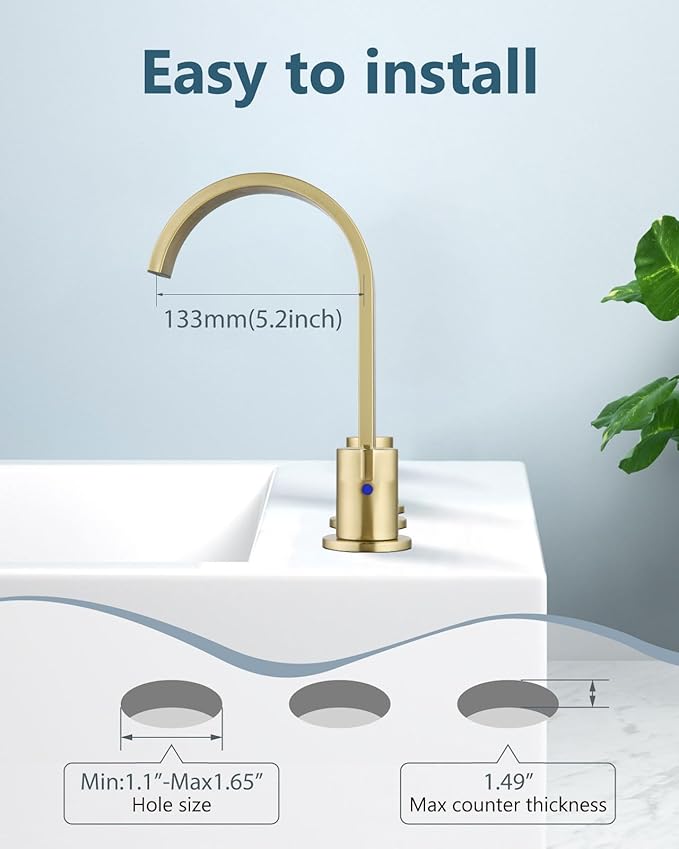 Aolemi Bathroom Faucets 3 Hole,8 Inch Widespread Waterfall Bathroom Sink Faucet,2 Handles Vanity Faucet with Pop-up Drain and Supply Hose,Gold