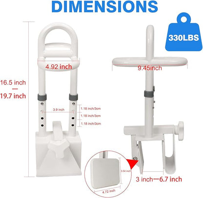 Adjustable Bathtub Safety Rail, Shower Grab Bars Handle with Non-Slip Handle for Seniors, Elderly, and Disabled, Fits 3"–6.7" Tub Walls, Supports 300 lbs, Bathroom Safety Bars