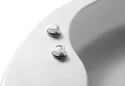Empava 59 in. Acrylic Freestanding Whirlpool Bathtub - Hydromassage Round Jetted Soaking Tub with Right Side Drain - Waterfall Faucet , White