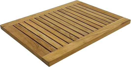 StrongTek 24 inch Teak Shower Mat, Water-Resistant, Non-Slip, Easy-to-Clean Bath Mat for Safety and Durability, Ideal for Bathrooms, Saunas, Spas, and Outdoor Use
