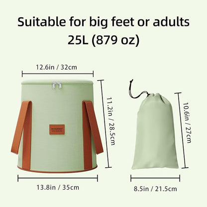 25L Collapsible Bucket Foot Bath Basin， Multifunctional Portable Foot Bath Tub Bag with Handles,Travel Outdoor Camping Portable Foot Soaking Spa Bucket (Green)