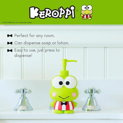 Sanrio Keroppi Soap/Lotion/Hand Sanitizer Resin Pump Dispenser, 13 Ounces, (Officially Licensed Product) by Franco Collectibles