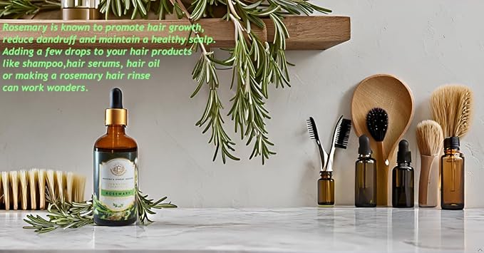 Luxurious Rosemary Essential Oil by Enhanced Essentials|Undiluted & Pure|for Hair Care,Skin Care, Aromatherapy,Bath,Massage,Gifting,Soap & Candle Making|with Glass Dropper| 3.38 fl oz (100 ml)