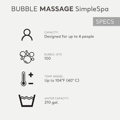INTEX 28483E SimpleSpa Inflatable Hot Tub 4 Person Bubble Massage Spa: Includes Insulated Cover – Built-in QuickFill Inflation – Soothing Jets – 77" x 26"