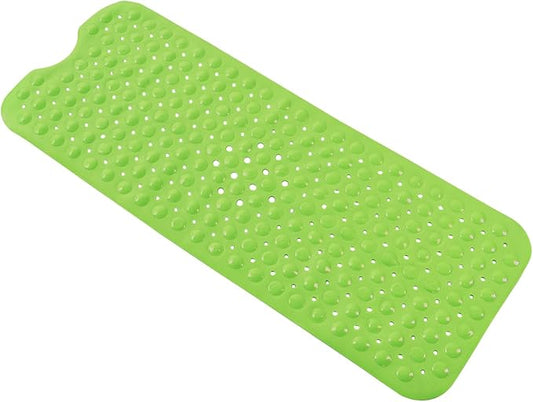 Anti-Slip Bathtub Shower mat, 39.3×15.7 inch（Approximately 100 × 40cm） Soft Oversized Machine Washable Non-Slip Bathtub mat with Drainage Holes, Bathroom Floor Suction Cup.（1-Opaque Pea Green）