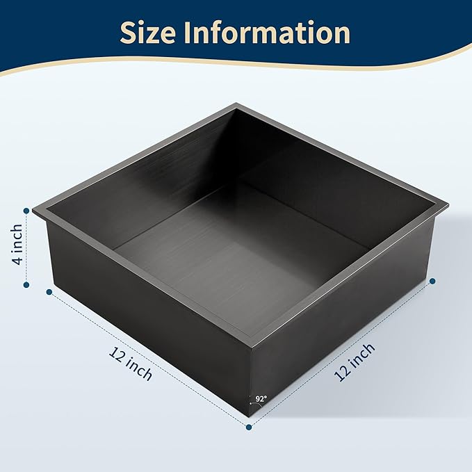12x12 Shower Niche Insert Tile Ready, Stainless Steel Brushed Black Recessed Wall Cabinet, Waterproof Wall Niche for Shower Wall, No Tile Needed Storage Organizer