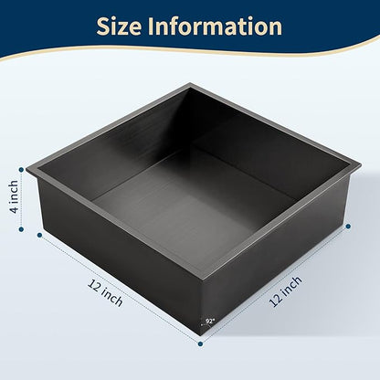 12x12 Shower Niche Insert Tile Ready, Stainless Steel Brushed Black Recessed Wall Cabinet, Waterproof Wall Niche for Shower Wall, No Tile Needed Storage Organizer