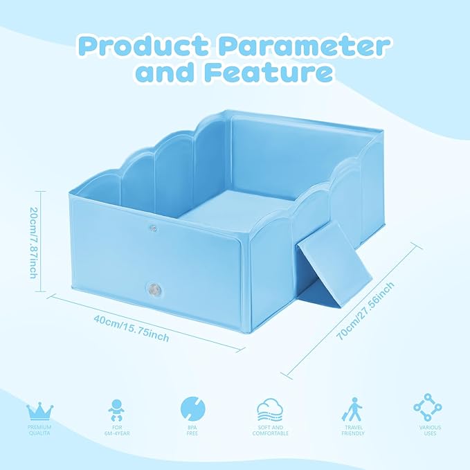 Collapsible Baby Bathtub for Shower,Reinforced Structure Infant Foldable Bath Tub with Non-Slip Base,Portable Space-Saving Kids Bath Tub for 6M to 4Years,Suitable for Outdoor, Travel Use(Blue)