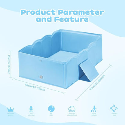 Collapsible Baby Bathtub for Shower,Reinforced Structure Infant Foldable Bath Tub with Non-Slip Base,Portable Space-Saving Kids Bath Tub for 6M to 4Years,Suitable for Outdoor, Travel Use(Blue)