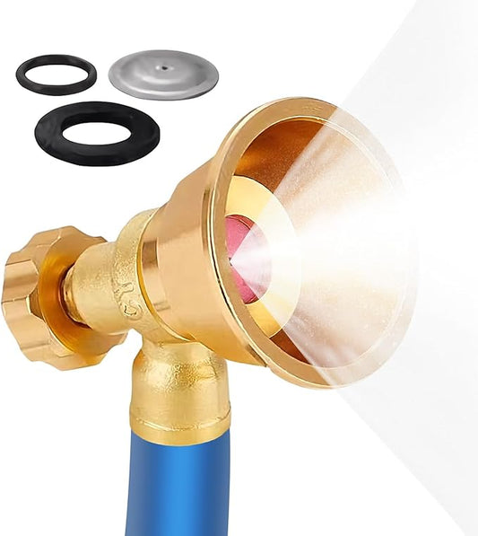 Water Hose Nozzle - Brass Adjustable Heavy Duty,Garden Spray Nozzle Hose Attachment | for Plant Watering Seedling Cultivation Flower Care Pet Showering Irrigation Lawn