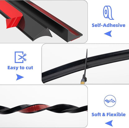39 Inch Shower Threshold Water Dam Barrier,Silicone Shower Door Bottom Seal for Water Stopper,Flexible Edge Trim for Kitchen Sink Splash Guard,Self Adhesive Water Blocker for Bathtub,Black