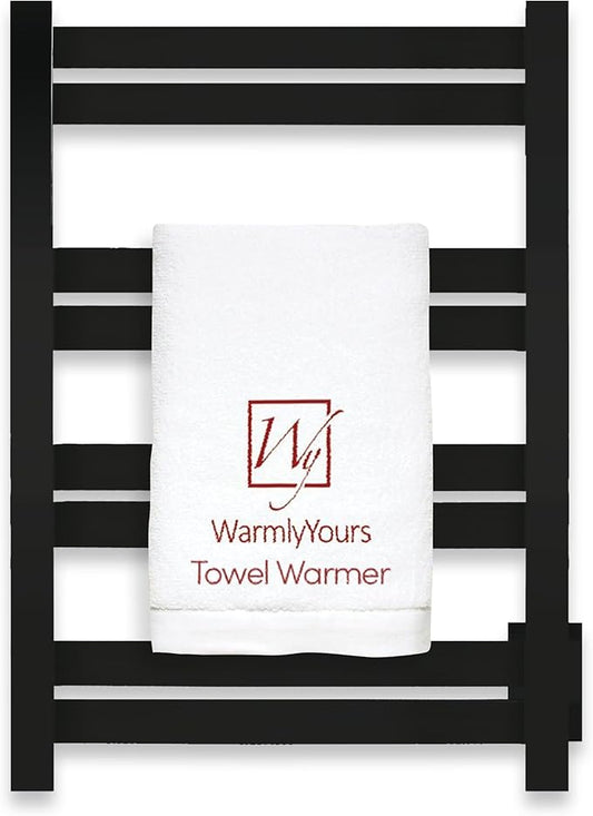 WarmlyYours Heated Towel Warmer Rack, 8-Bar, Hardwired, Integrated On/Off Switch with Light, 304-Stainless Steel (Maple)