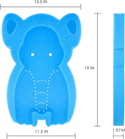 Soft Infant Bath Sponge Elephant Baby Bath Mat Newborn Comfy Foam Skid-Proof Cushion (Blue 1Set)