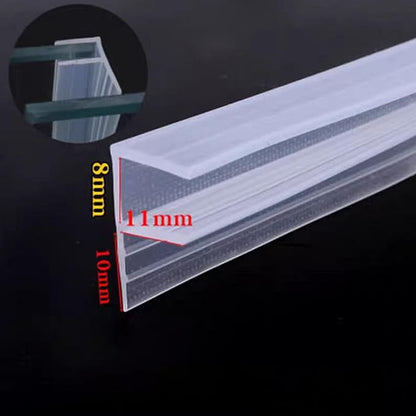 Frameless Soft Shower Door Sweep Seal Drip Rail, Glass Shower Silicone Door Seal Strip,Weatherproof Silicone Seal Fit for Glass (F Type, 8mm (5/16"))