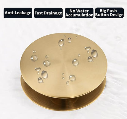 Artiwell Universal Bathroom Sink Drain Stopper, Fits Most Pop-Up Drains for Vessel Sink Lavatory Vanity, Sink Drain Strainer with Detachable Hair Catcher, Tested by Plumber in US (Champagne Bronze)