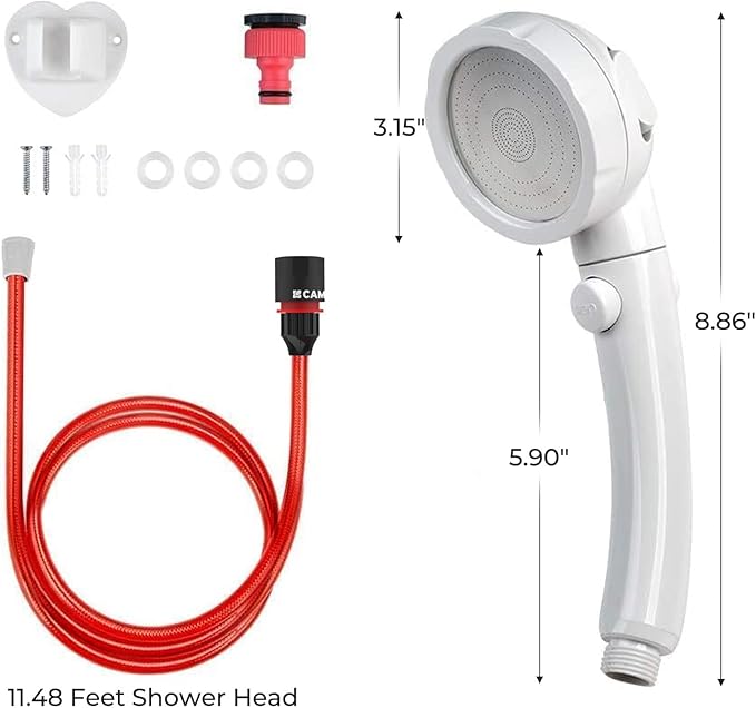 CAMPLUX Hand Held Showerhead with 11.48 FT Hose, Portable Spray Shower Head, High Pressure Shower Head with ON/Off Switch