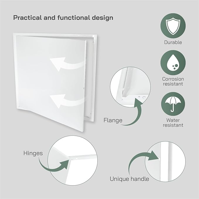 Vent Systems 24'' x 24'' Inch White Metal Access Panel with Click Function - Easy Access Doors - Access Panel for Drywall Wall Ceiling - Electrical Plumbing Service Door - Crawl Space Doors